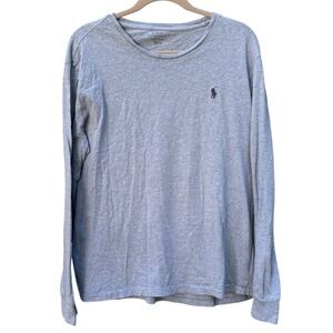 Polo Ralph Lauren Men's Size Large‎ Heather Blue Long Sleeve Tee Navy Pony Logo